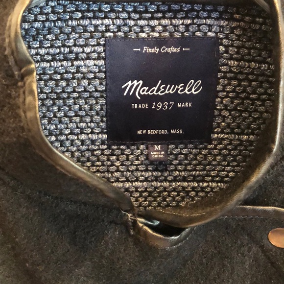 Madewell bomber jacket black blue tweed wool Med - Picture 2 of 8